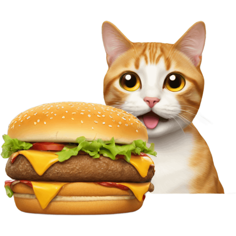 Cat eating burger emoji