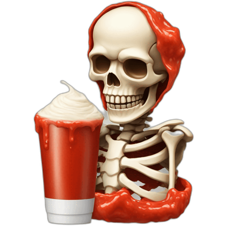 Skeleton covered in red sauce emoji