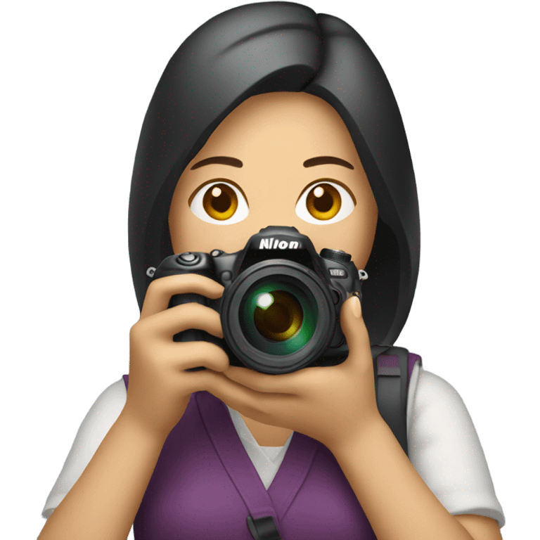 asian woman holding a nikon camera emoji