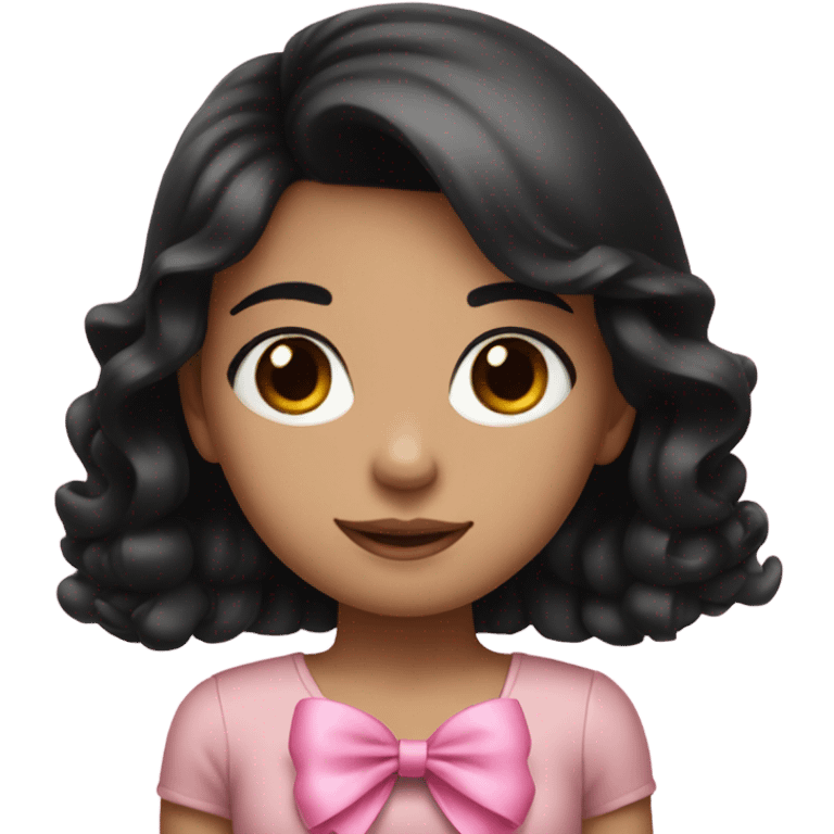 Cute girl with black hair and a pink bow  emoji