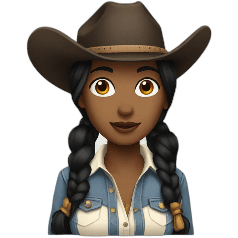 cowgirl straight black hair emoji