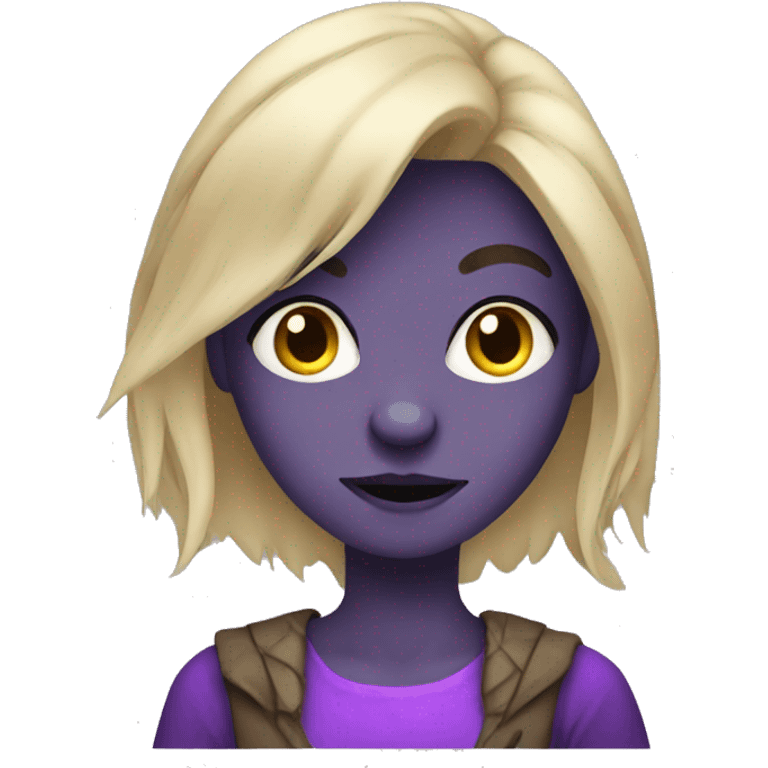 blond werewolf girl wearing purple emoji