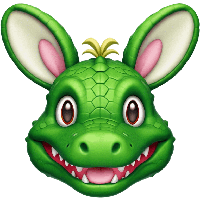 Crocodile with bunny ears emoji