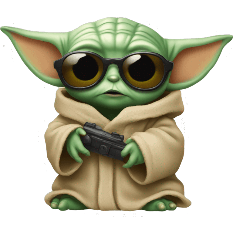 Baby Yoda with sunglasses  emoji