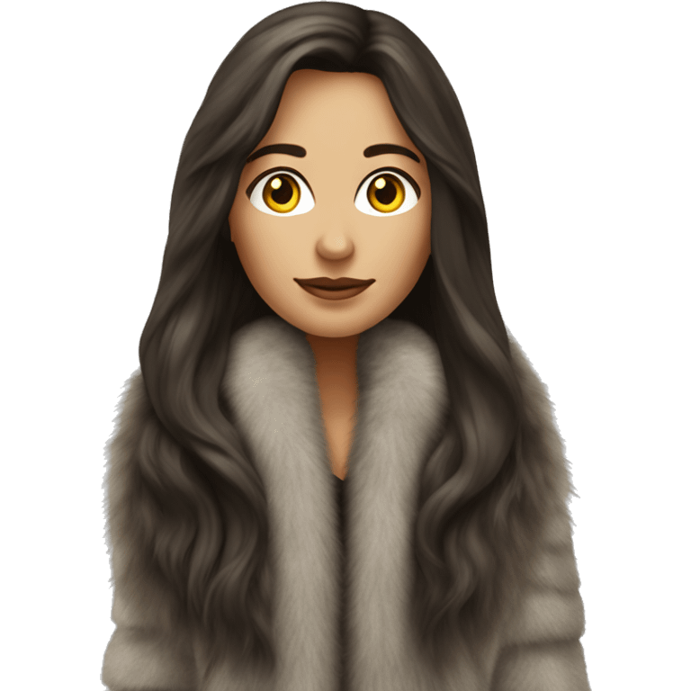 Beautiful realistic long hair brunette mob wife with fur coat emoji