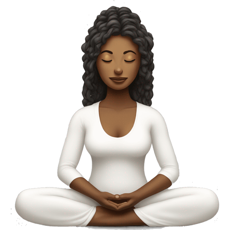 White fit women in a meditation energy emoji