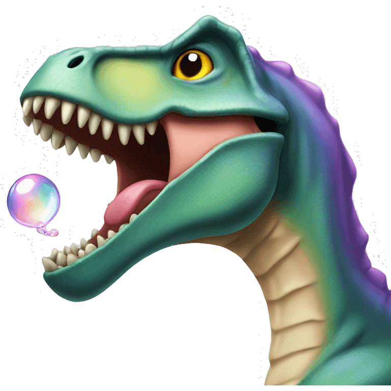 Dinosaur blowing bubble emoji