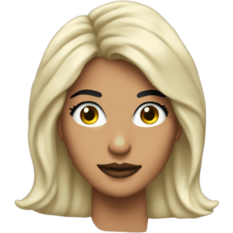 Tanned woman with black hair dressed in 1980s rock hair, makeup, and neon attire  emoji