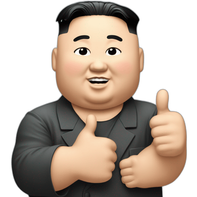 super fat Kim jong un with A Nike LOGO and thumbs up emoji