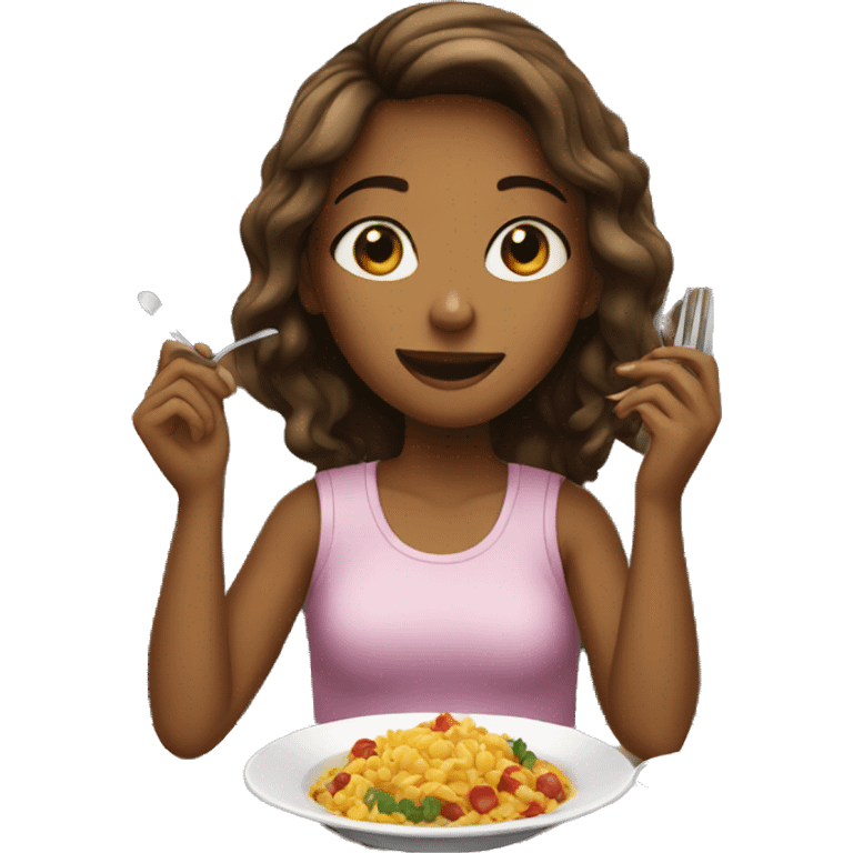 Girl eating at restaurant  emoji