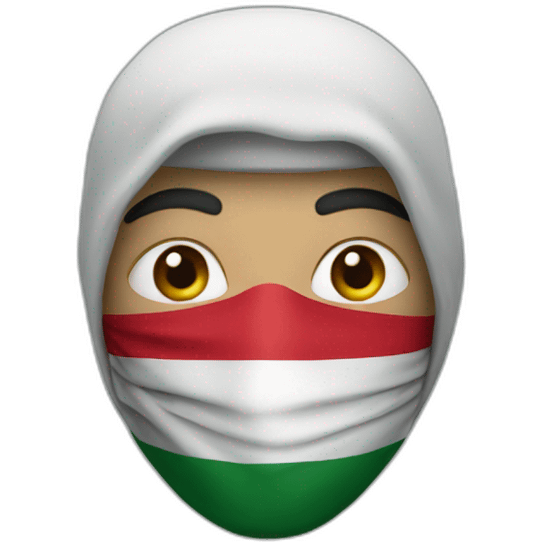 A man wearing a mask with the Palestinian flag on it emoji