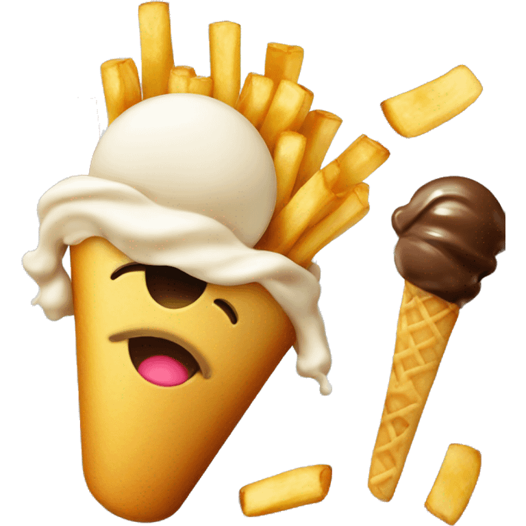 French fries with ice cream emoji