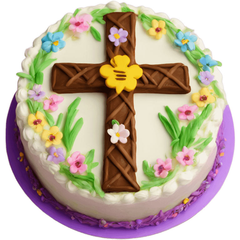 beautifully decorated Easter cross cake emoji