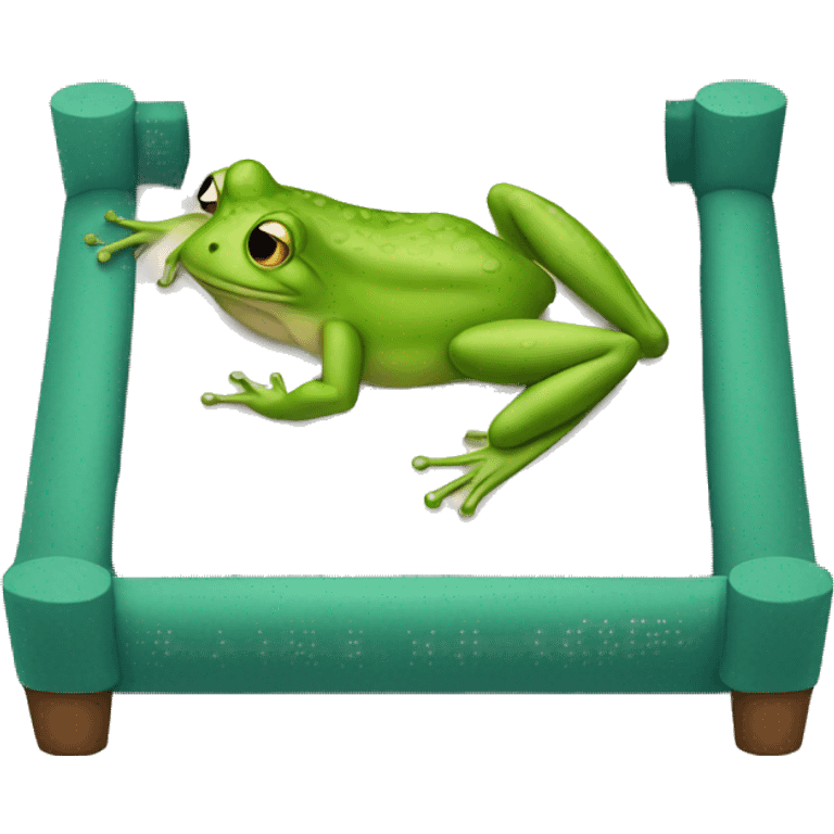 A real frog laying in a big bed emoji