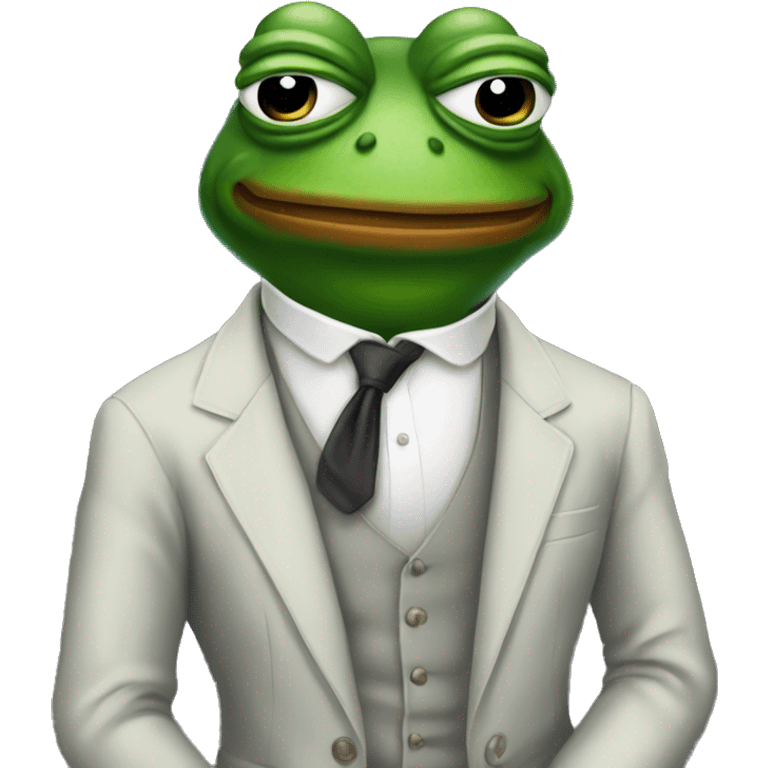 pepe the frog as a 1987 suited up man emoji