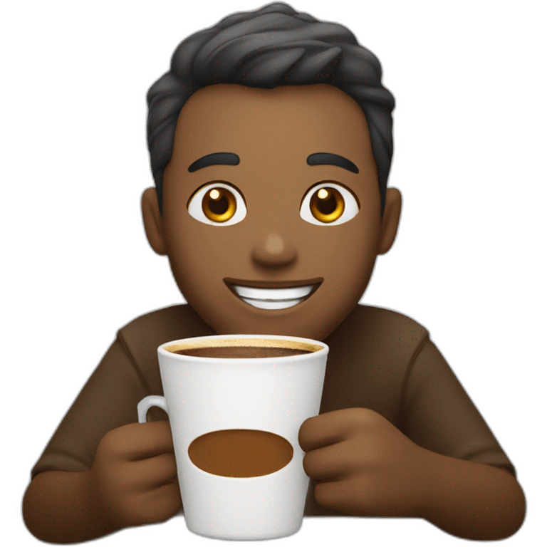 carinha sorrindo com café emoji