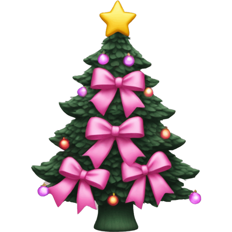 Christmas tree with pink bows and lights emoji