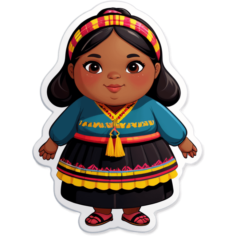 fat girl, with black skin and peruvian clothes  emoji