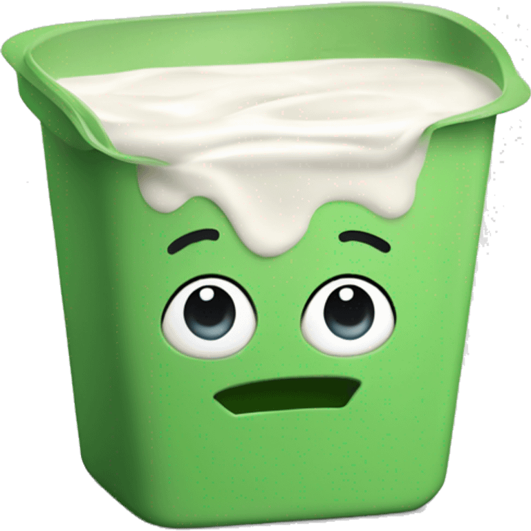 a green square yogurt pot with yogurt and oats inside emoji