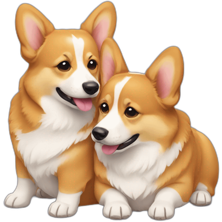 two corgis hugging emoji