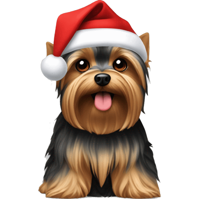 Yorkie with Santa hat on emoji