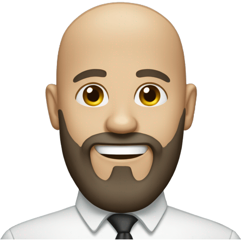 A bald man with a dark beard and a grin on his face. emoji