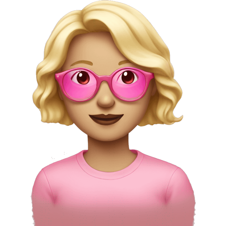 Blonde in rose-coloured glasses and gum in emoji