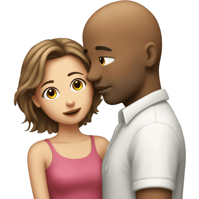 Bald man kissing brown haired girl emoji