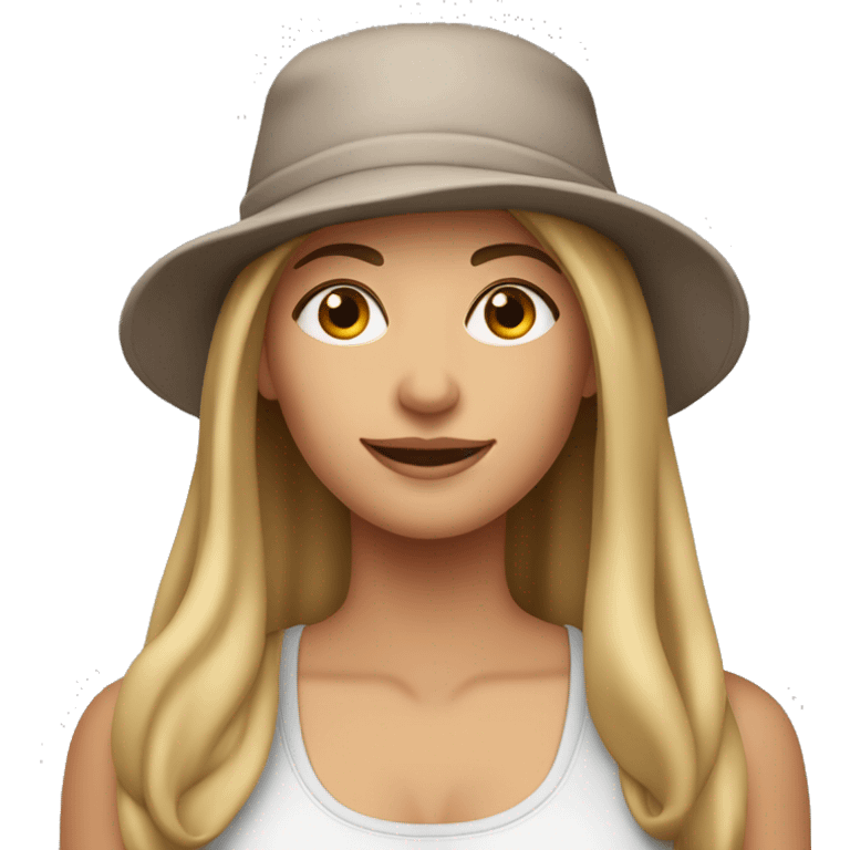 A mom wearing a hat and a workout outfit with straight long hair with brown and blonde hair. ￼ emoji