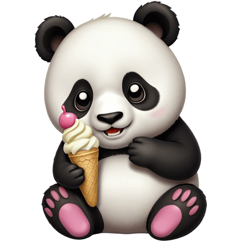 Panda eating ice cream emoji