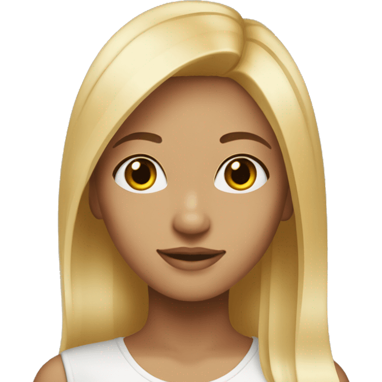 a girl with blonde hair brown eyes and straight hait emoji