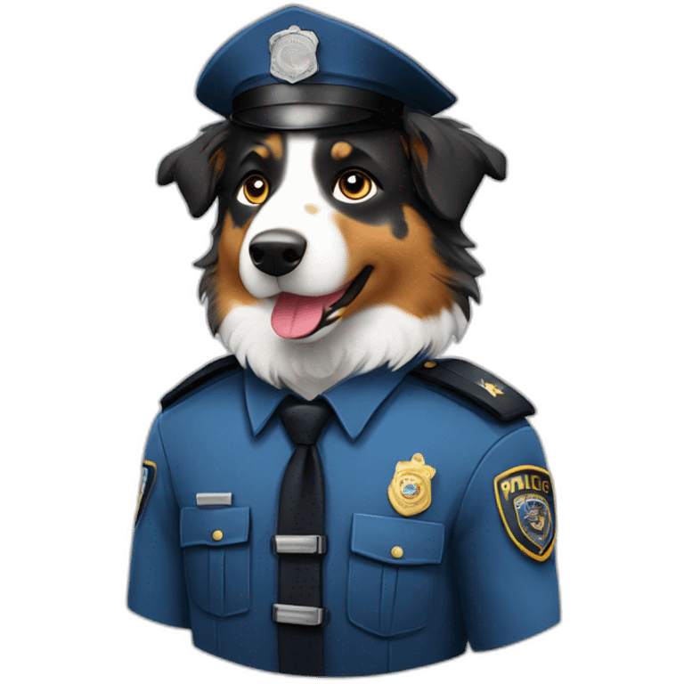 australian Shepherd in Police Uniform standing emoji