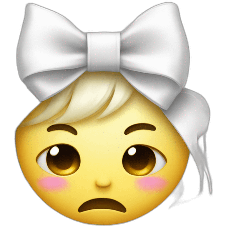 White bow with crying emoji  emoji