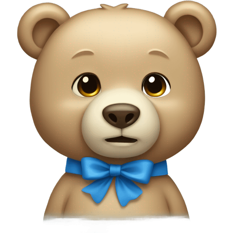 beige bear with blue bow emoji