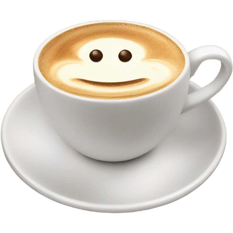 Cappucino in white cup with plate  emoji