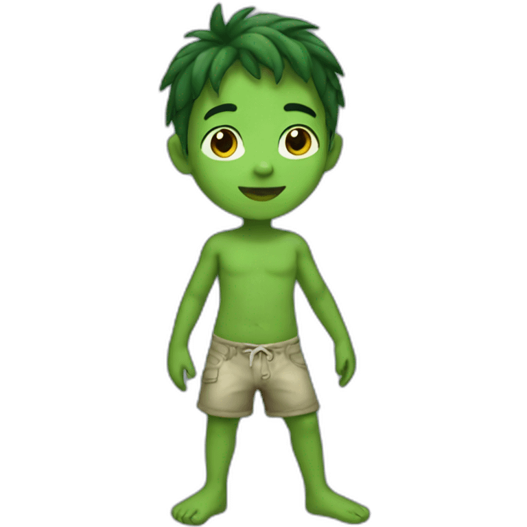 green skin boy standing barefoot emoji