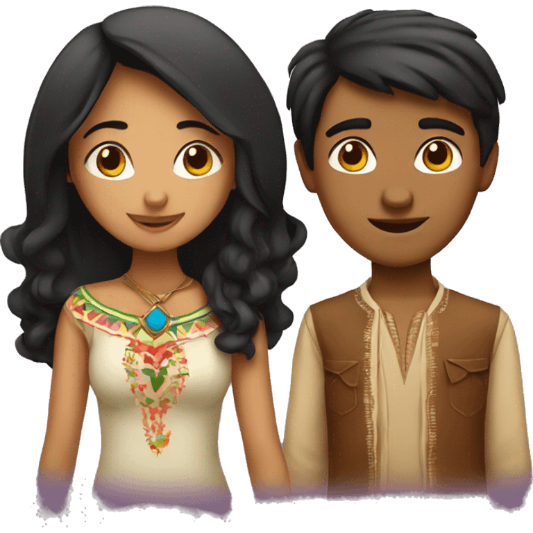 mexican girl and indian boy in love  emoji