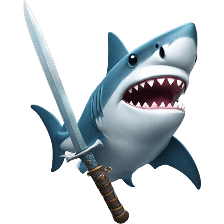 A shark holding a sword emoji