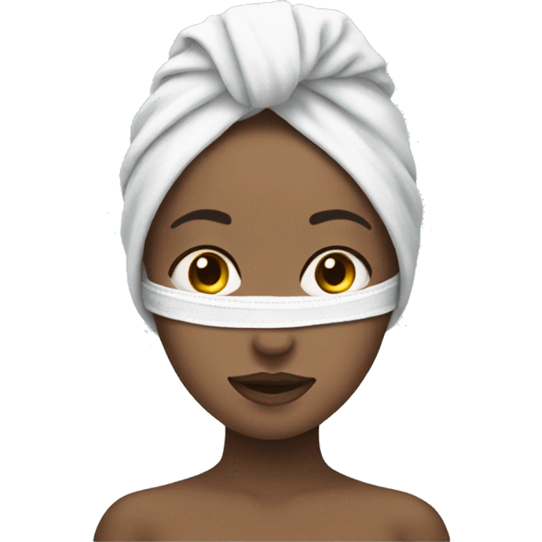 girl with towel on her head and a face mask emoji