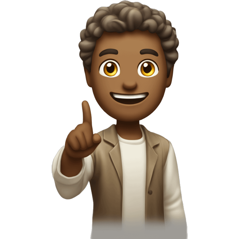 Create an emoji of a person with an enlightened expression, pointing their index finger upward, as if having a ‘Eureka!’ moment. The face shows confidence and energy, symbolizing the realization of an idea. emoji