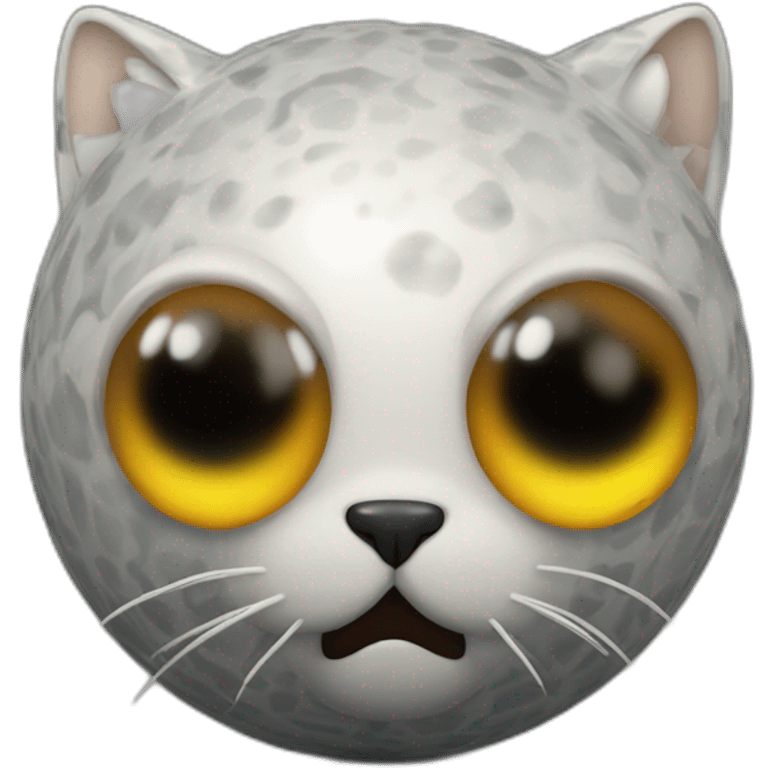 3d sphere with a cartoon unequaled lodestone Squid skin texture with cat eyes emoji