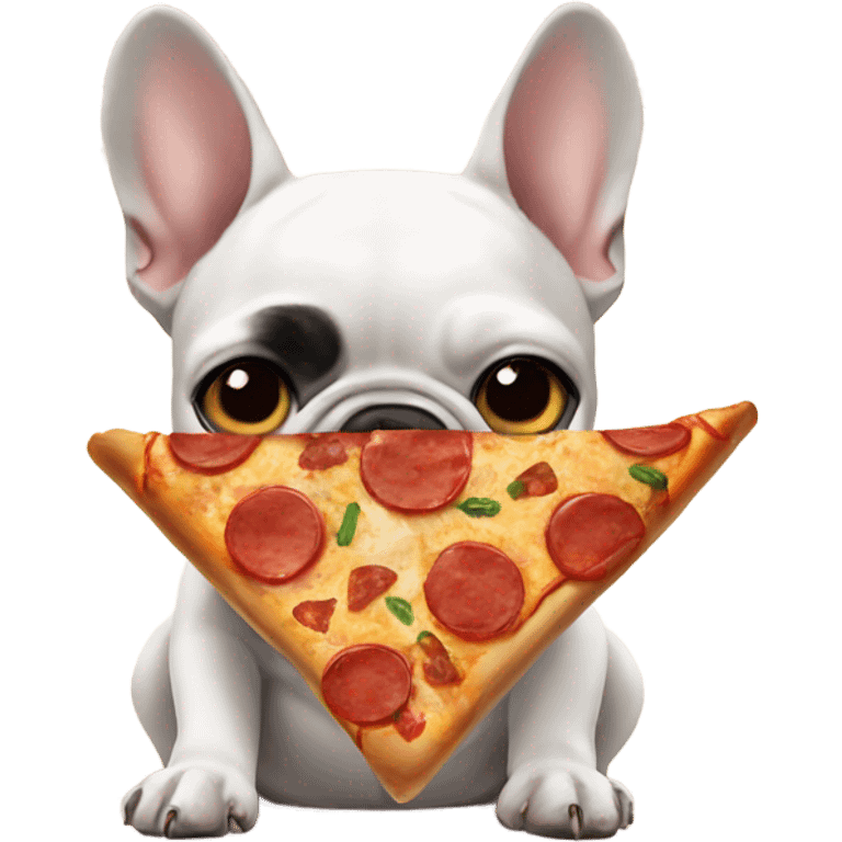 French bulldog eating pizza  emoji