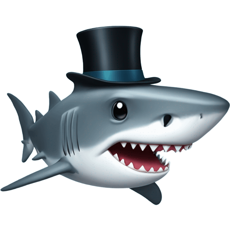 Shark with a top hat emoji