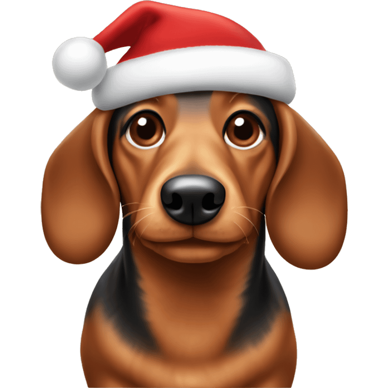 A wiener dog with an Christmas hat emoji