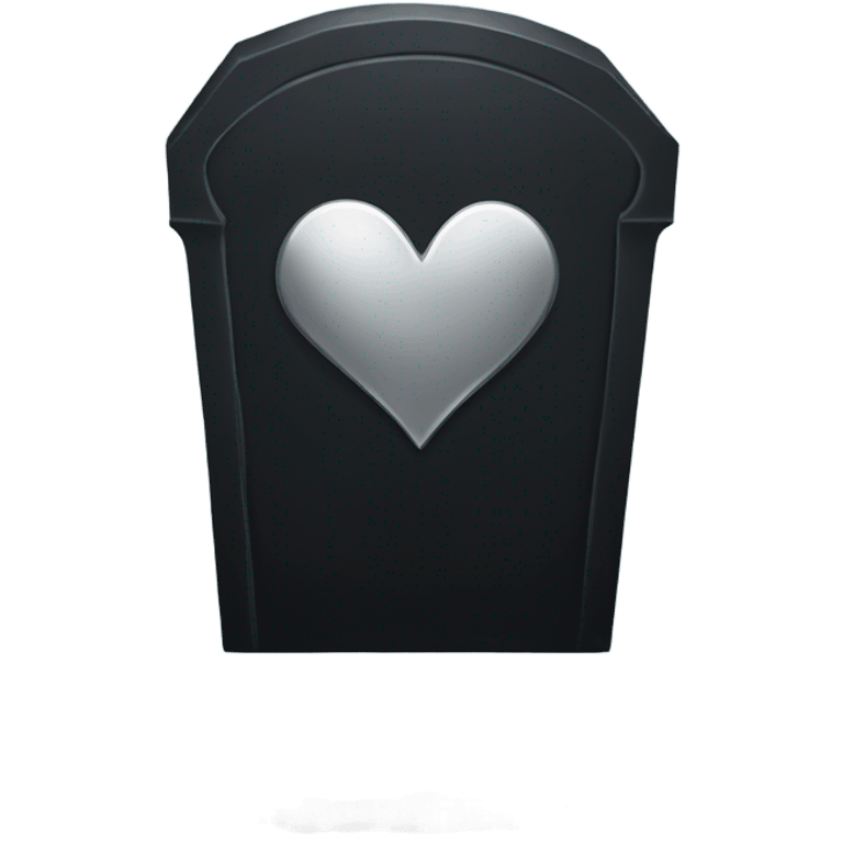 a black tombstone with the inscriptions in silver RIP and a silver heart in the center emoji