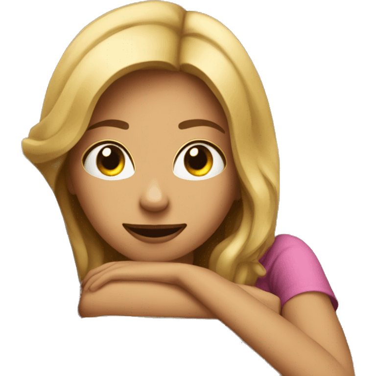 A girl lying on our couch and watching movies emoji