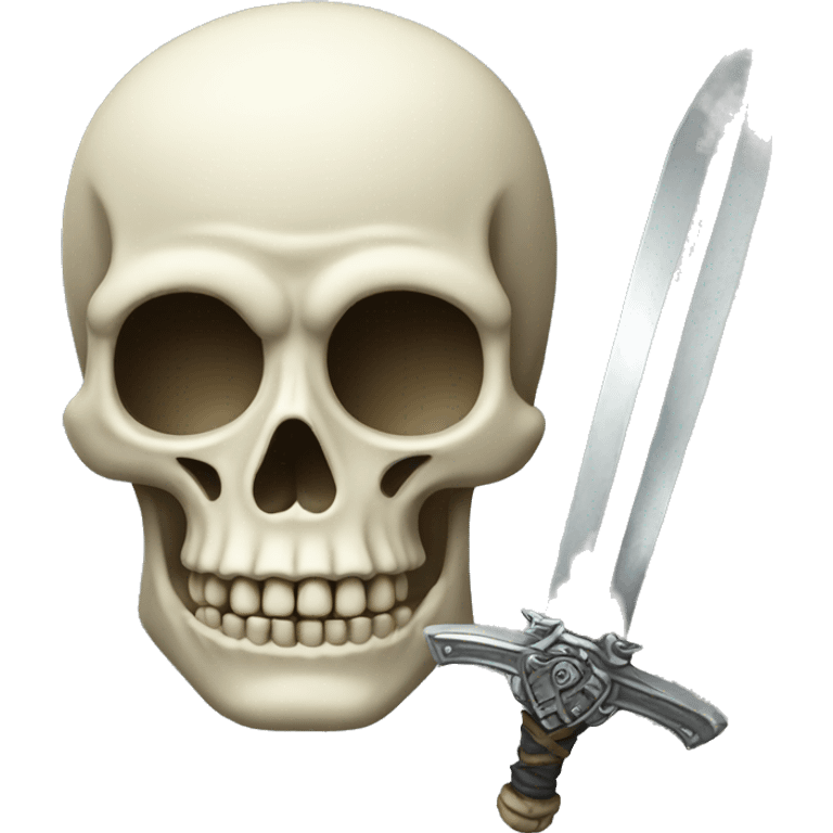 Skeleton head with sword emoji