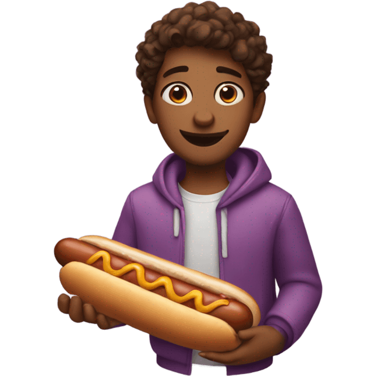 Ari holding a hot dog emoji