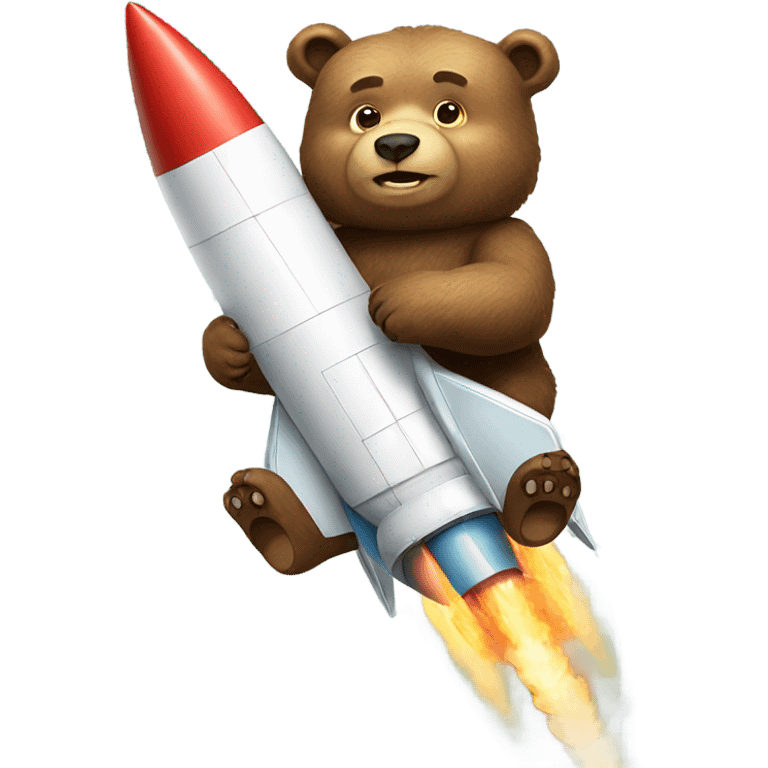 Bear sitting on a rocket emoji