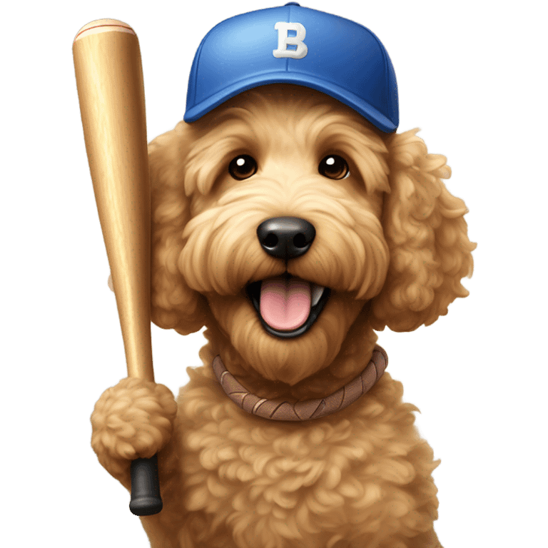 Golden doodle playing baseball emoji